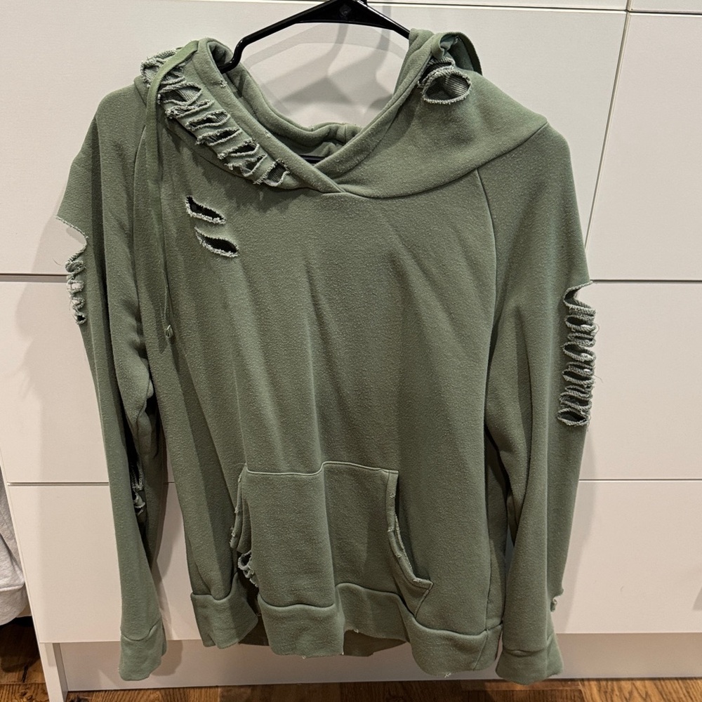 Distressed Green Hoodie